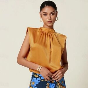 NWT Sunshine Yellow Silky Sleeveless Blouse XL